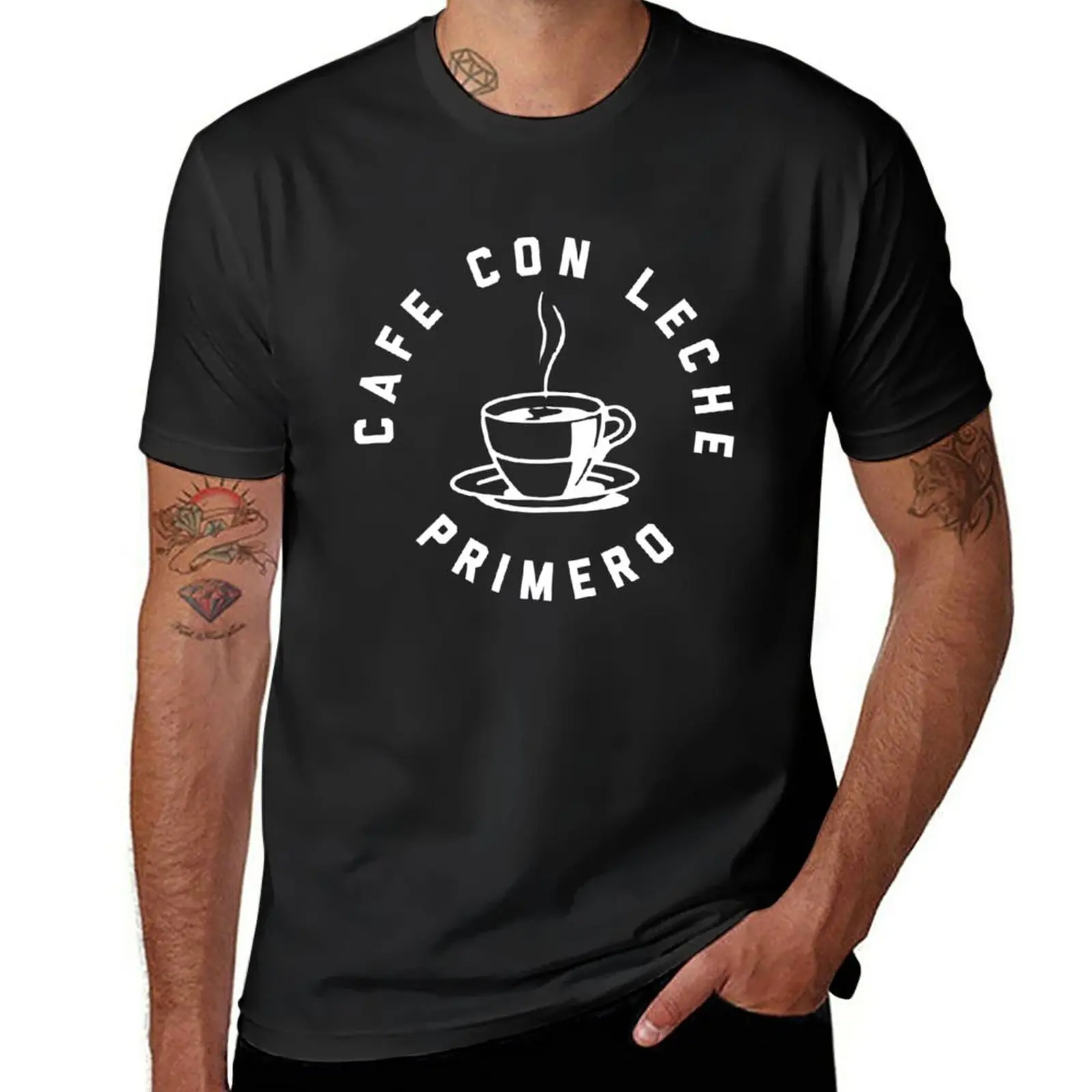 New Cafe con leche primero T-Shirt boys white t shirts cute tops mens graphic t-shirts pack