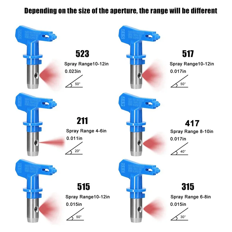 

Spray Tips for Airless Sprayer, Reversible Airless Paint Sprayer Nozzle Tips 6Pc with 2Pc Nozzle Seats