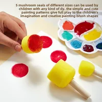 10 Pcs Set Wooden Handle Mushroom Head Sponge Brush Children DIY Painting Sponge Seal Set Paint Graffiti Create Unique Art Brush 3