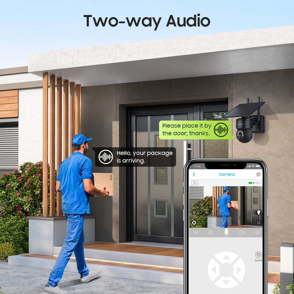 INQMEGA 8MP TUYA Telecamera solare Rilevazione movimento PIR, può essere installata separatamente, Video sorveglianza CCTV Supporta Alexa