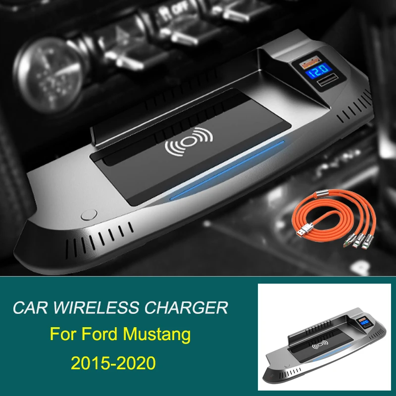 15W Car Wireless Charging Phone Charger For Ford Mustang 2015-2020 fast charging plate accesorries