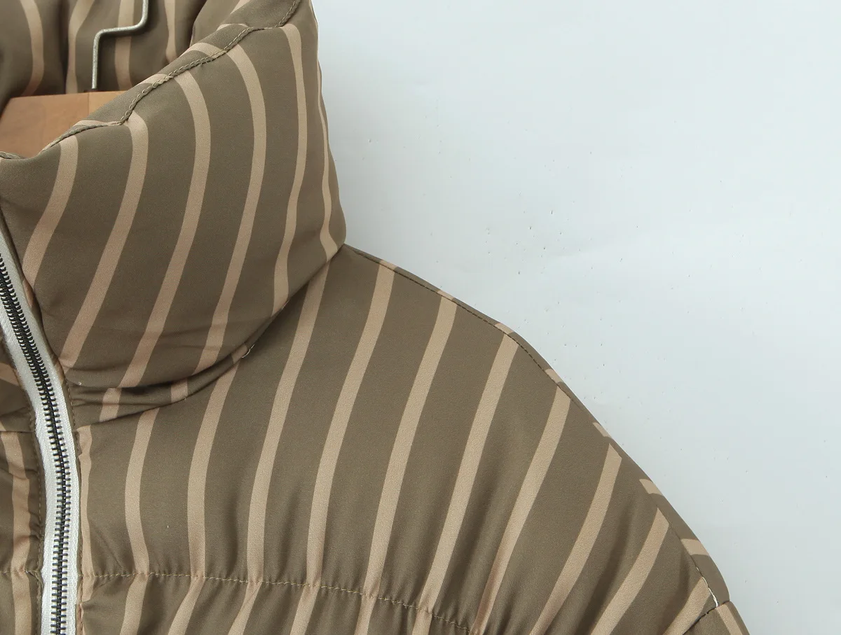 أزياء الشتاء عارضة فضفاضة مريحة منتفخ معطف طويل الأكمام سستة الدافئة أبلى المرأة المطبوعة عالية الرقبة أسفل سترة قطن