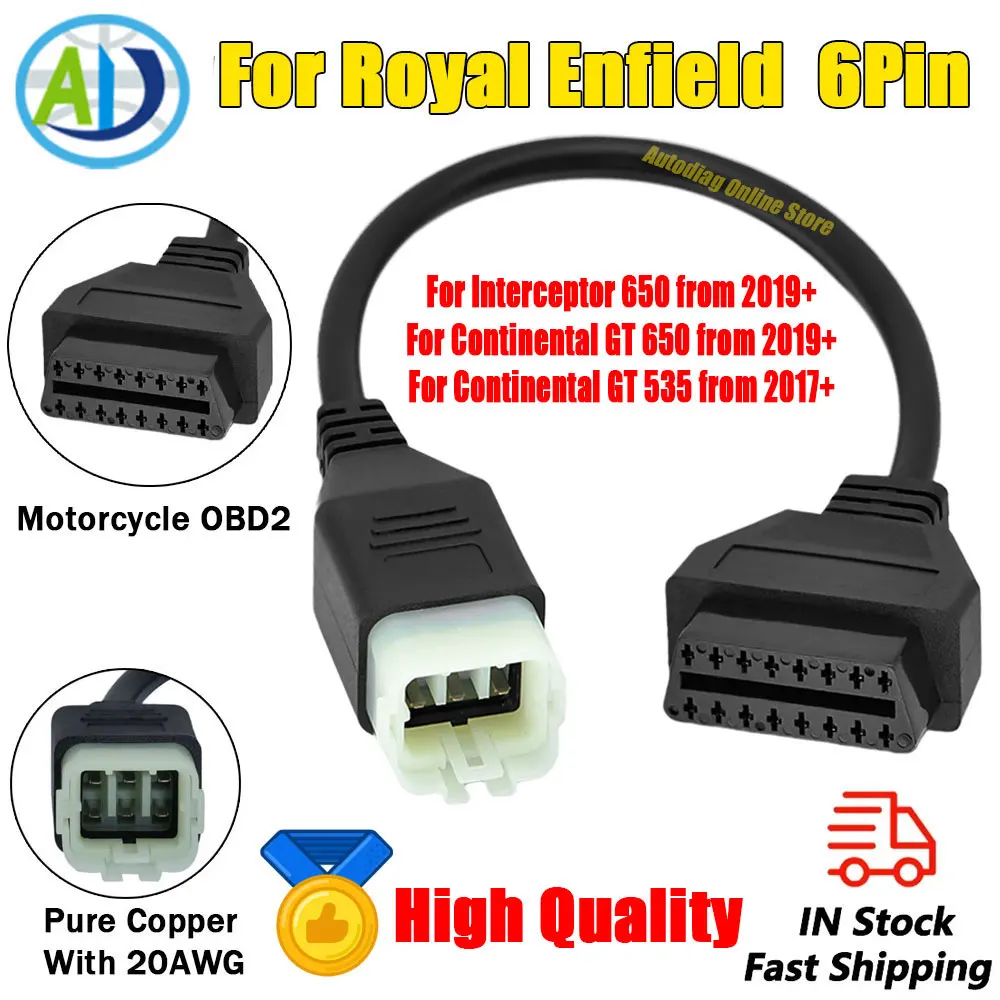 

OBDII Adapter For Royal Enfield 6Pin OBD2 Diagnostic tools Cable For Interceptor 650cc/Continental GT 650cc/535cc Motorcycl OBD2