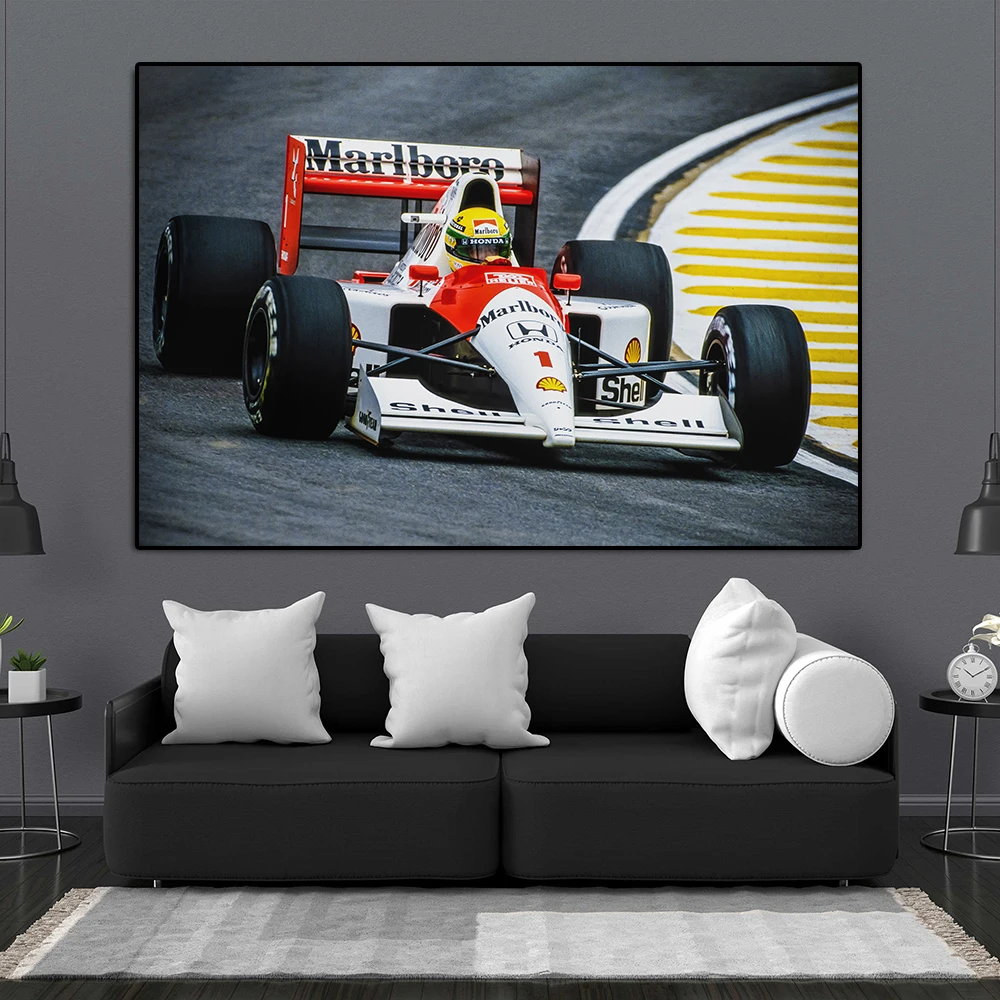 

Formula Legend Ayrton Senna Portrait Canvas Painting Abstract Racing Poster Sports Car Wall Art Print Living Room Home Decor