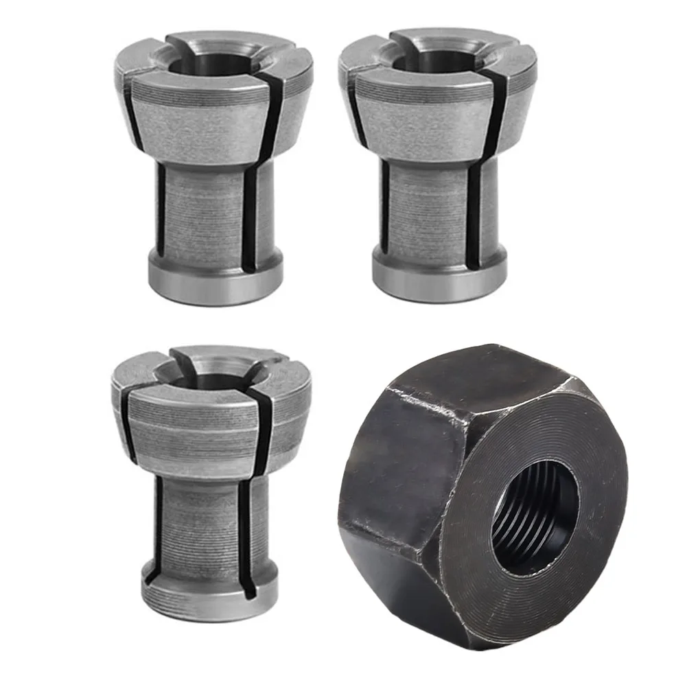 3pcs/4pcs M17 6/6.35/8mm Collet Chuck Adapter With Nut Engraving Trimming Machine Router Accessory Collet Chuck Adapter