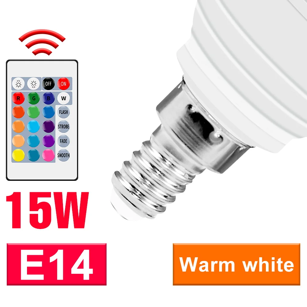 15W LED RGB Gloeilamp E27 Plafondlamp 220V E14 Kroonluchter Lampen GU10 Spots MR16 110V Voor Thuis party Kerstversiering
