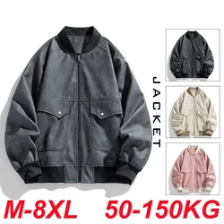 Leather Jacket Men PU Coats Black Baseball Oversize 6XL 7XL 8XL Plus Size Bomber Motorcycle Autumn Camping Casual Male College