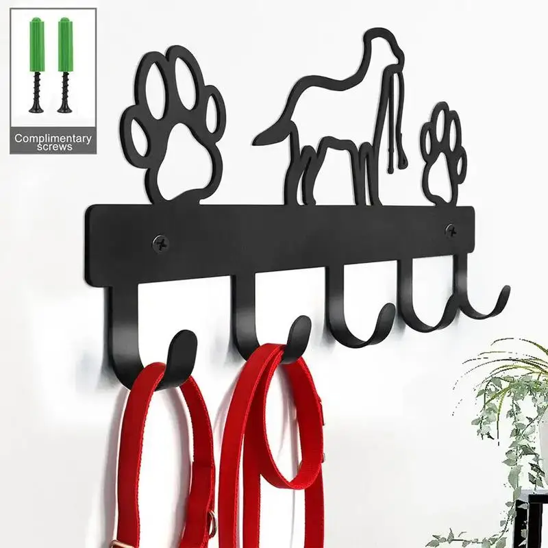 Dog LeashHolder For Wall Metal Dog LeashHooks Dog Paw Design Storage Hooks Wall Mounted Dog Stuff Storage Organizer For Home