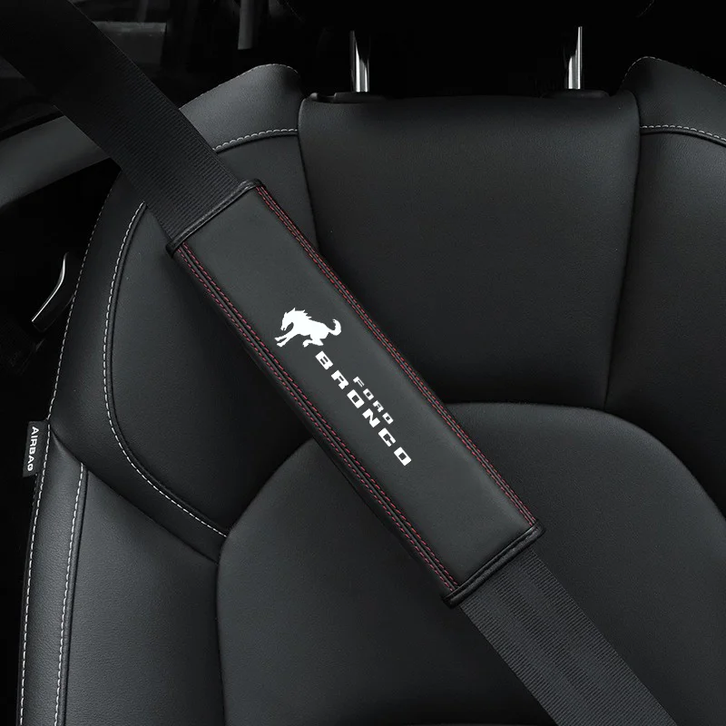 2Pcs Car Seat Belt Nappa Leather Safety Belt Shoulder Covers For Ford Bronco Ranger S-Max Focus Mondeo Transit Tourneo Custom - view 3