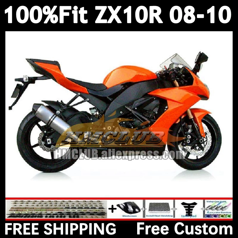 

Комплект впрыска для KAWASAKI NINJA ZX-10R ZX 10R 1000CC темно-оранжевый 2008 2009 2010 169 No126 ZX1000 ZX 10 R ZX10R 08 09 10 обтекатель