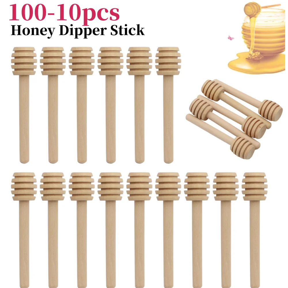 100-1PCS Holz Honig Rührer Honig Sticks Kleine Honig Löffel Sticks Lange Griff Honig Löffel Abgabe Drizzle honig für Honig
