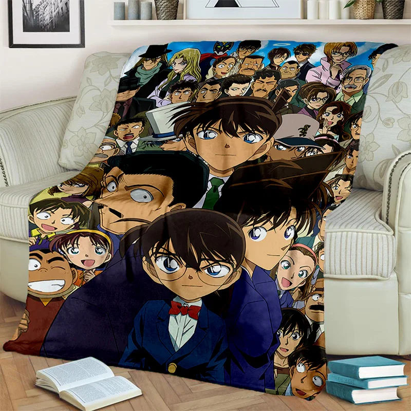 3D Detective Conan Anime Cartoon HD Blanket,Soft Throw Blanket for Home Bedroom Bed Sofa Picnic Travel Office Cover Blanket Kids