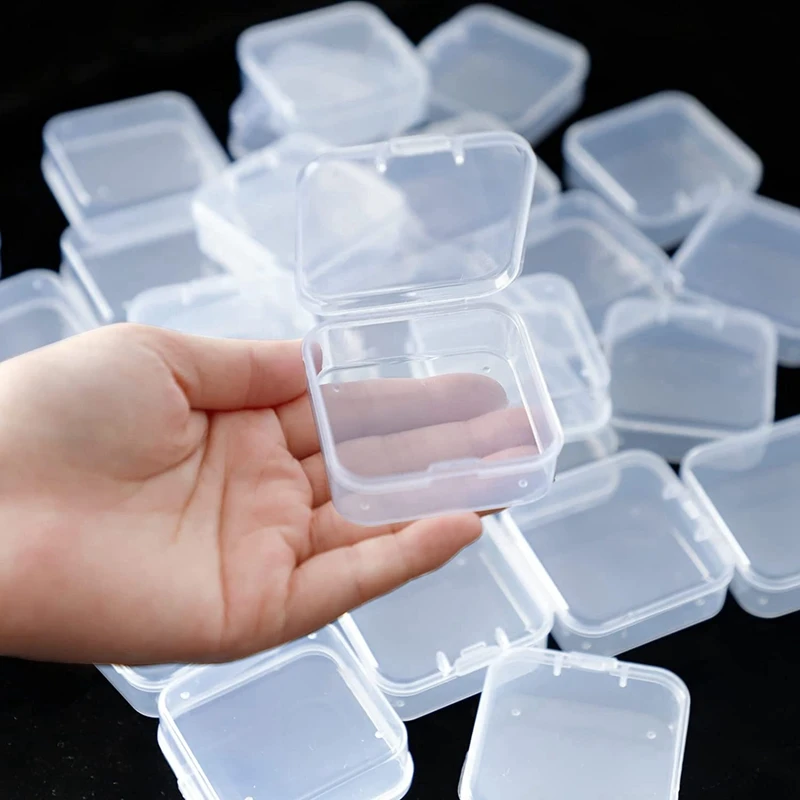 48 Pack Clear Plastic Beads Storage Containers Box With Hinged Lid For Small Items, Diamond, Beads (2.2X2.2X0.79In)