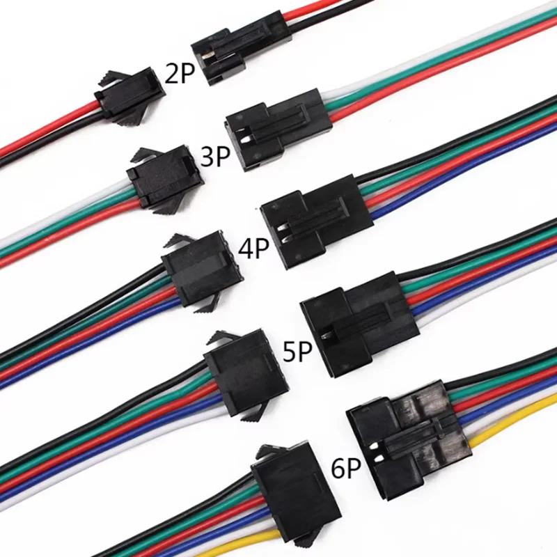 SM JST LED Connector Cable 2/3/4/5/6 Pin Plug Socket Male Female Wire Connector For RGB RGBW LED Strip Light Adapter