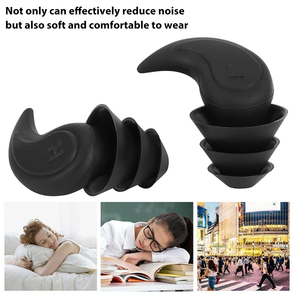 3 Layer Sleep Ear Plugs Reusable Tapered Noise Reduction Sound Insulation Earplugs Hearing Protector