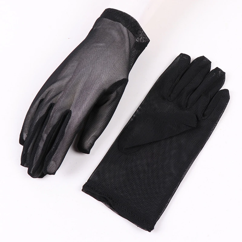 

Black Mesh Gloves Short Thin Breathable Sexy Elegant Full Finger Gloves Women's Sun Protection Tulle Decorative Mittens