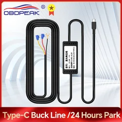 Type-C Buck Line for 24 Hours Parking Monitoring Car Camera DVR Camera Cable Length accessories