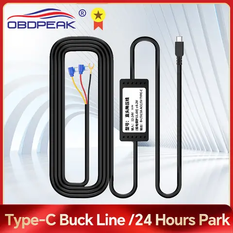 Type-C Buck Line for 24 Hours Parking Monitoring Car Camera DVR Camera Cable Length accessories
