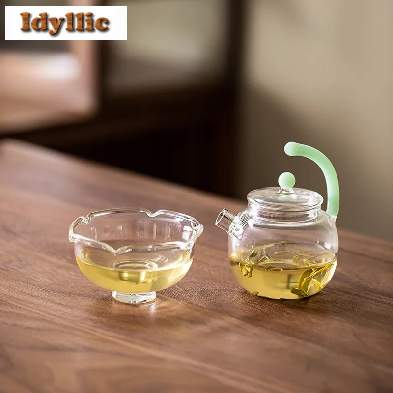 

Colorful Handle High Borosilicate Glass Travel Tea Set Kit Ancient 1 Pot 1 Cups Tea Maker Organizer Portable Camping Handbag