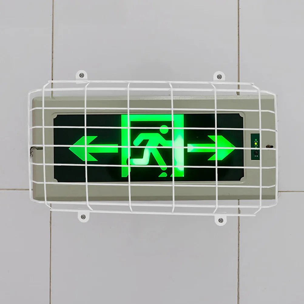 2Pcs Exit Sign Protective Guard Wire Cover Metal Emergency Light Wire Guard Wall Mounted Use Cover for Emergency Light