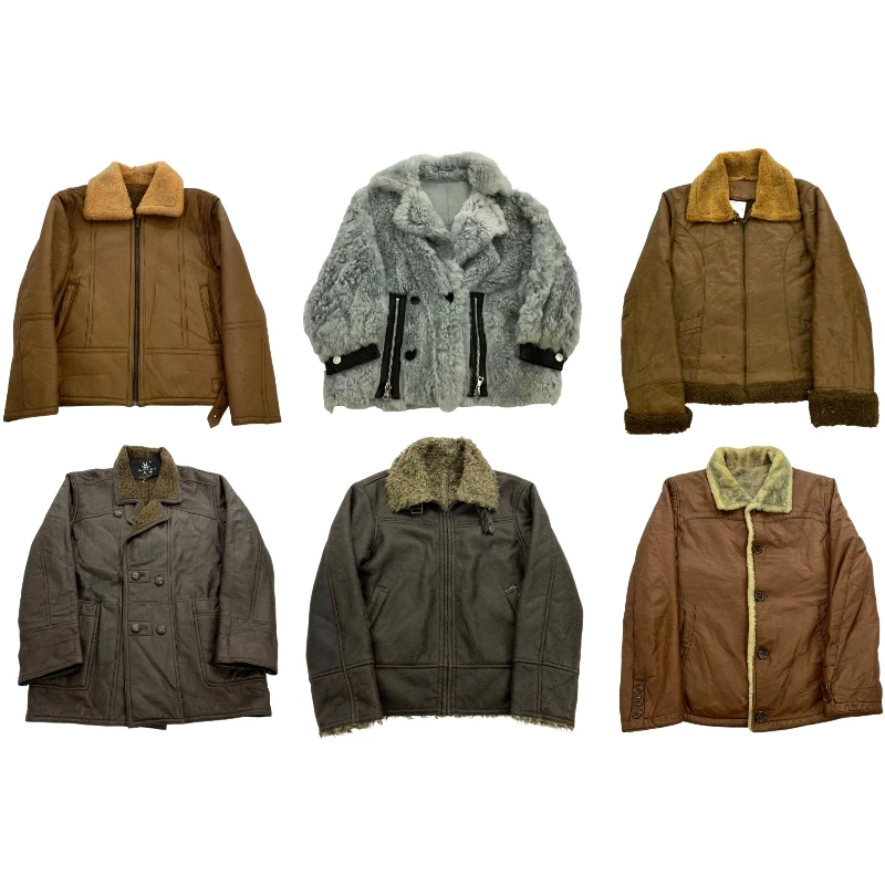 

Vintage Thiened Retro B3 Air Force Leather And Fur Inteated Warm Coat Turn-down Collar ex Winter Outerwear A4