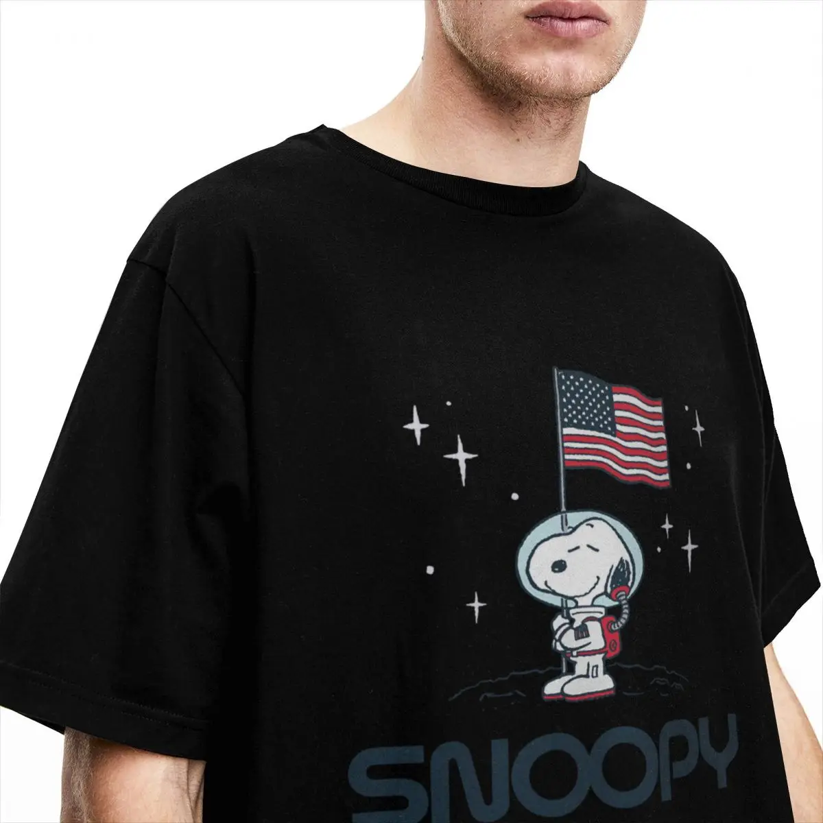 Snoopy Astronaut Cartoon Men Women's T Shirt Peanuts Comic Accessories Novelty Tees T-Shirts Pure Cotton Plus Size Clothing