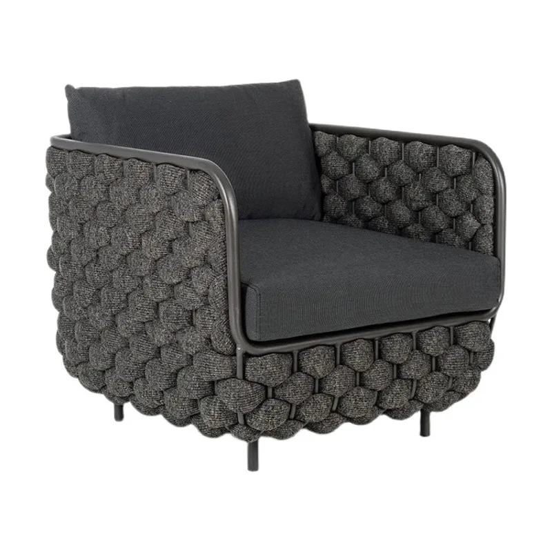 

Outdoor Nordic Garden Sofa Open-air Aluminum Alloy Rattan Waterproof Sunscreen Indoor and Outdoor Villa Terrace Rope Chair