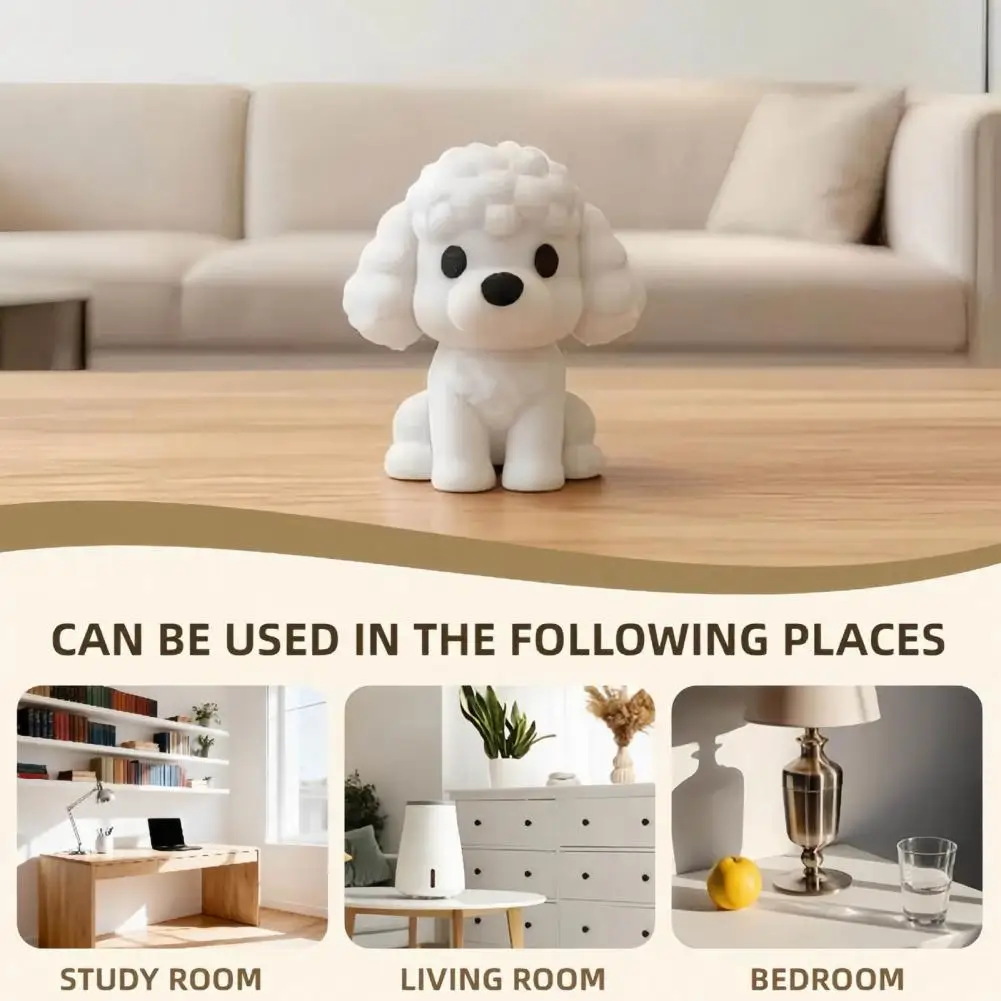 3d Printed Poodle Ornament 3d Printed White Poodle Figurine Cute Mini Teddy Dog Desk Decor Matte Curly Bichon for Bookshelf