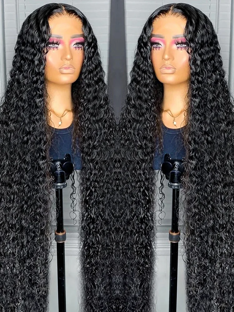 

300% Плотность Свободные Глубокие Волнистые Человеческие Волосы 13x6 HD Парики Фронта Шнурка 40 46 дюймов 13x4 Волнистые Вьющиеся Парики Фронта Шнурка Для Женщин