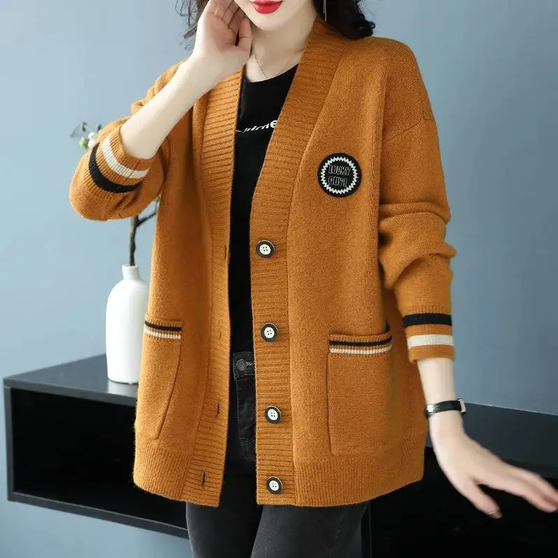 

Женский вязаный открытый кардиган, свободный, больших размеров, осенне-зимняя верхняя одежда, высококачественный свитер Jaet Ci Walk V Ne