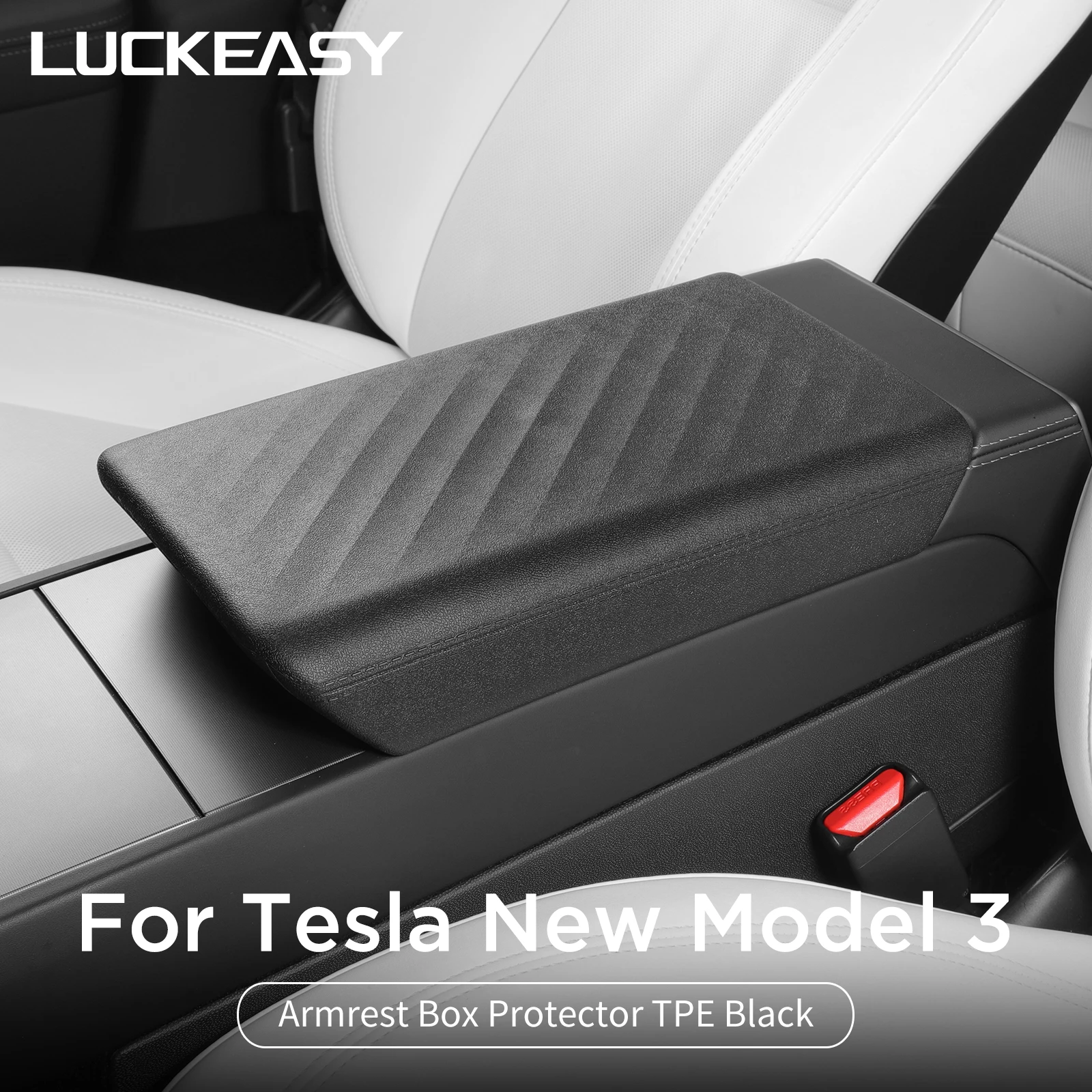 Voor Tesla Model 3 Hoogland Armsteun Doos Beschermkap Centrale Bedieningsarmsteun Tpe Beschermmat 2024 Auto Interieur Accessoires