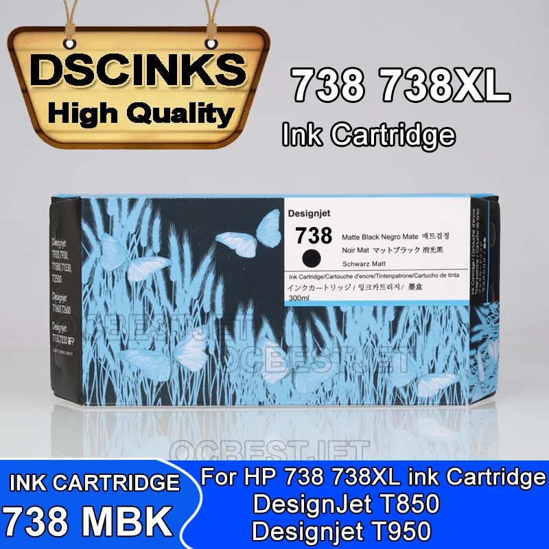 300ML 738 738XL Ink Cartridge Compatible For HP DesignJet T850 DesignJlet T950 With High Quality Pigment Ink With One Time Chip