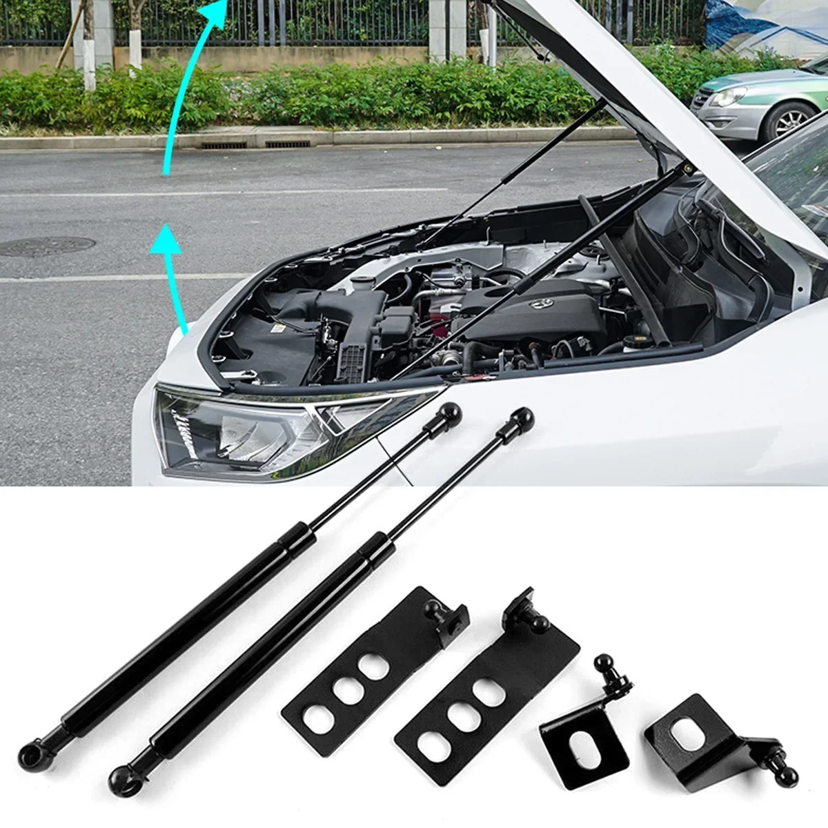 

2PCS Auto Front Hood Gas Struts Engine Bonnet Bars Shock Damper Lift Support Rod For Toyota RAV4 2019 2020 Car Accessories