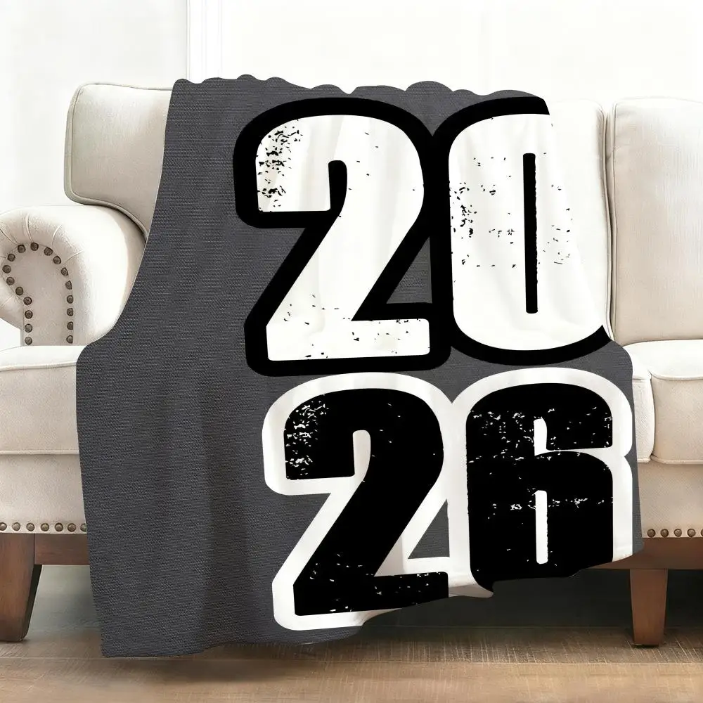 Number 2026 Throw Soft Flannel Blanket Warm Knee Skin-Friendly Throw for Sofa Office Bed Traveling Winter Oversize