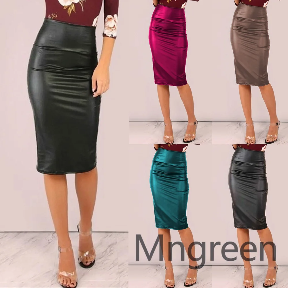 

Новинка 2023 года для женщин, юбка на бедрах из искусственной кожи, сексуальная эластичная юбка больших размеров с высокой талией для детей