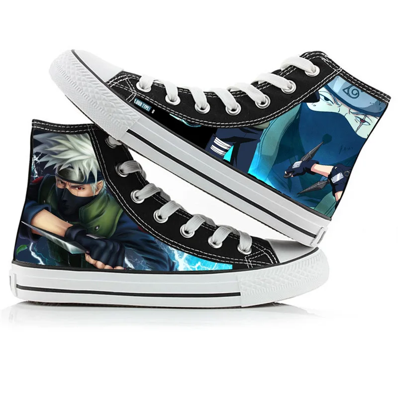 New Anime Naruto Sakura Canvas Sneakers Casual Shoes Unisex Cartoon Kakashi Sasuke Printing Comfortable Flat Shoes Birthday Gift