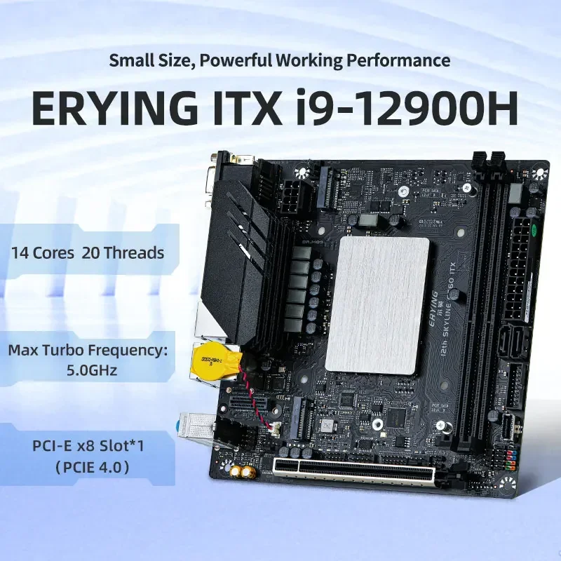 ERYING DIY ITX Desktops Motherboard Set with Onboard CPU Core Interper Kit i9 12900H i9-12900H 14C20T DDR4 Gaming PC Computers