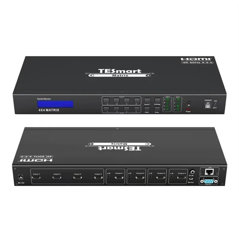 

TESmart HDMI Matrix 4x4 4K 60HZ Switch with Audio Out and RS232 LAN Port Control Video Switcher Splitter