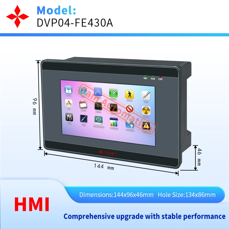 YKHMI 4.3 Inch HMI Touch Screen Panel With Download Communication Cable, Support RS485/232/422 To Connet With PLC