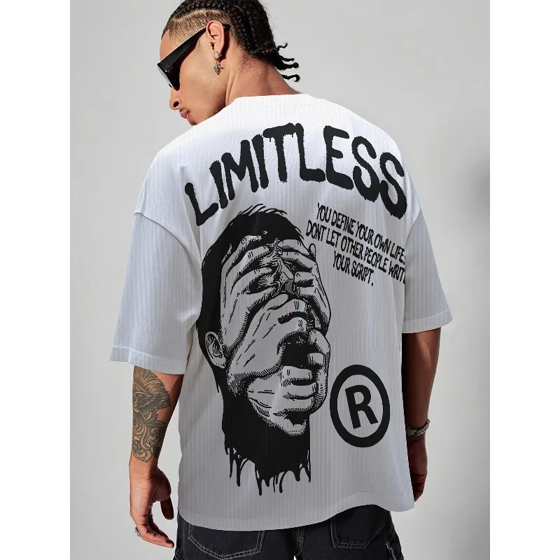 

American Street Hip-hop Y2K Men's Style Pattern T-shirt All Season Pure Cotton Casual Fashion Men's and Women's Street Wear