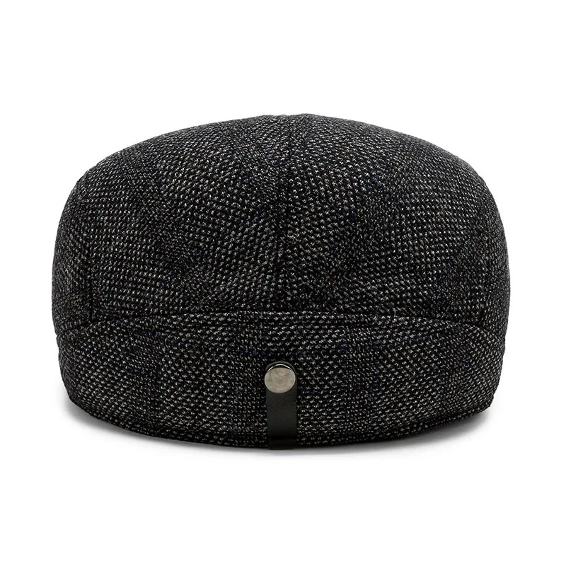 Autumn and Winter Men\'s Beret Warm Protective Ear Tweed Cap Sunshade Cotton Cap Octagonal Cap Old Man Forward Cap Painter\'s Cap