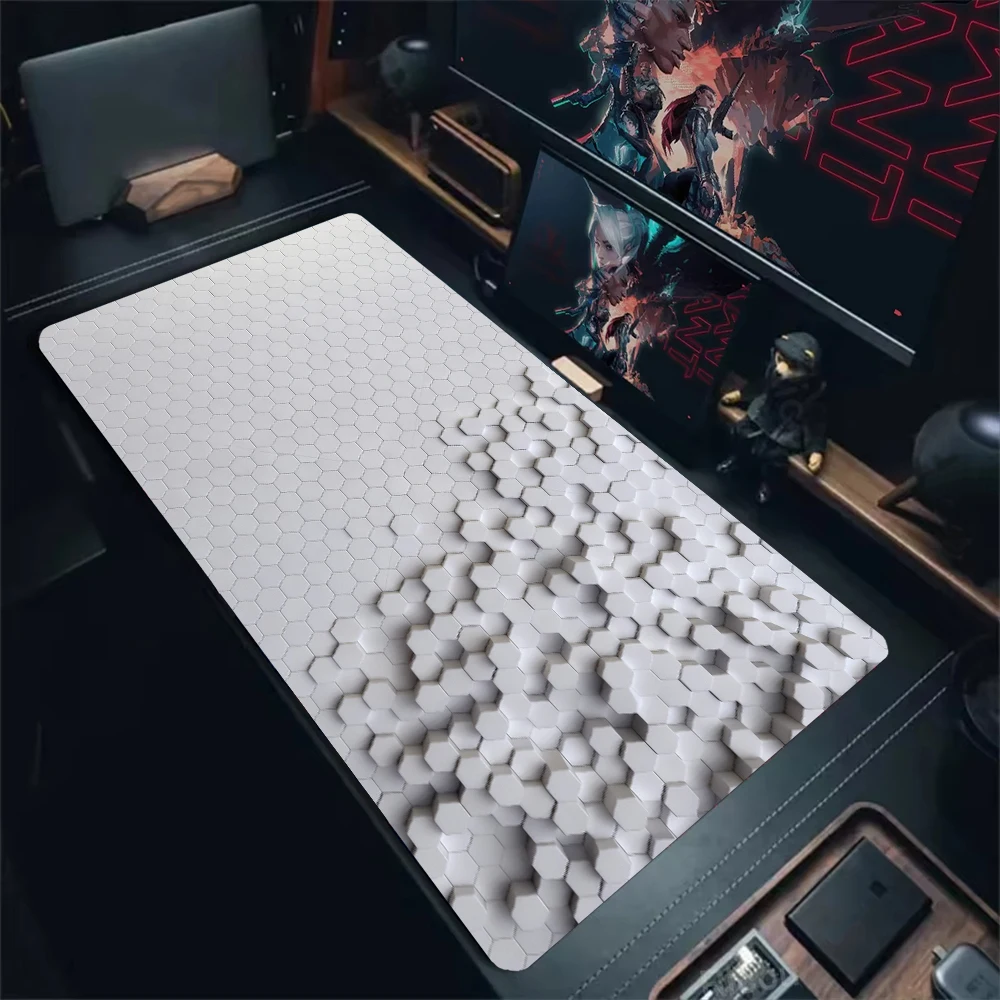 Tapete de mouse com padrão de favo de mel, tapete de mesa de borracha antiderrapante, teclado durável com borda costurada, adequado para escritório e uso doméstico.