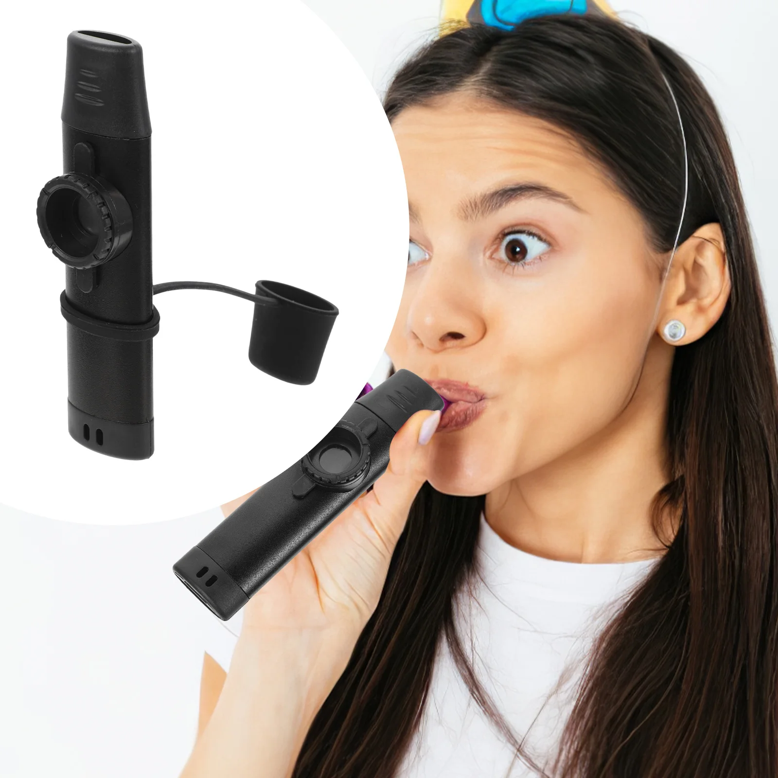 

1 set Metal Kazoo Lightweight Portable Musical Instrument For Kids Adults Beginner Guitar Accompaniment Durable Silicone Mouth