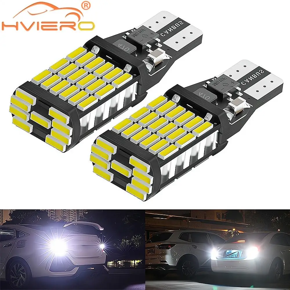 2Pcs 921 912 W16W T15 T10 45 Leds License Plate Lights Canbus Bulbs Brake Backup Reverse Lamp White Turn Signal Trunk Lamps 12V