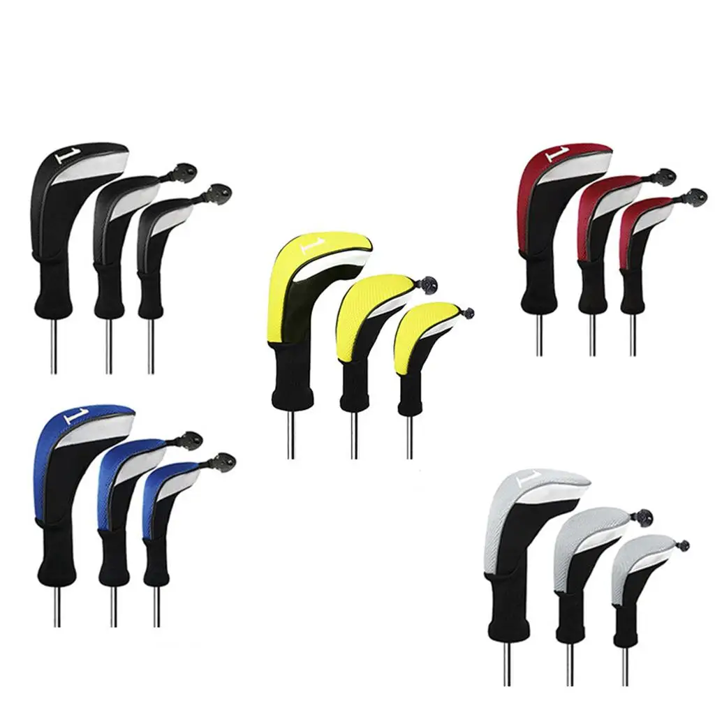 3 Pcs Golf Head Covers Long Neck Protective Oversized for Drivers Woods Men