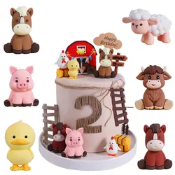 Farm Animal Theme Birthday Cake Decoration Sheep Cow Horse Pig Duck Cake Topper Baby Shower Farm Animal Party Decorations