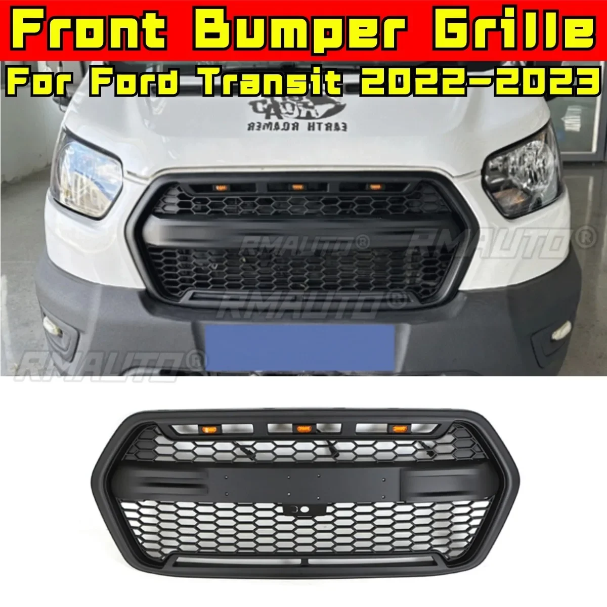 For Ford Transit 2022-2023 Car Accessories Front Racing Radiator Grilles Car Front Bumper Grill Racing Grills Modification Part