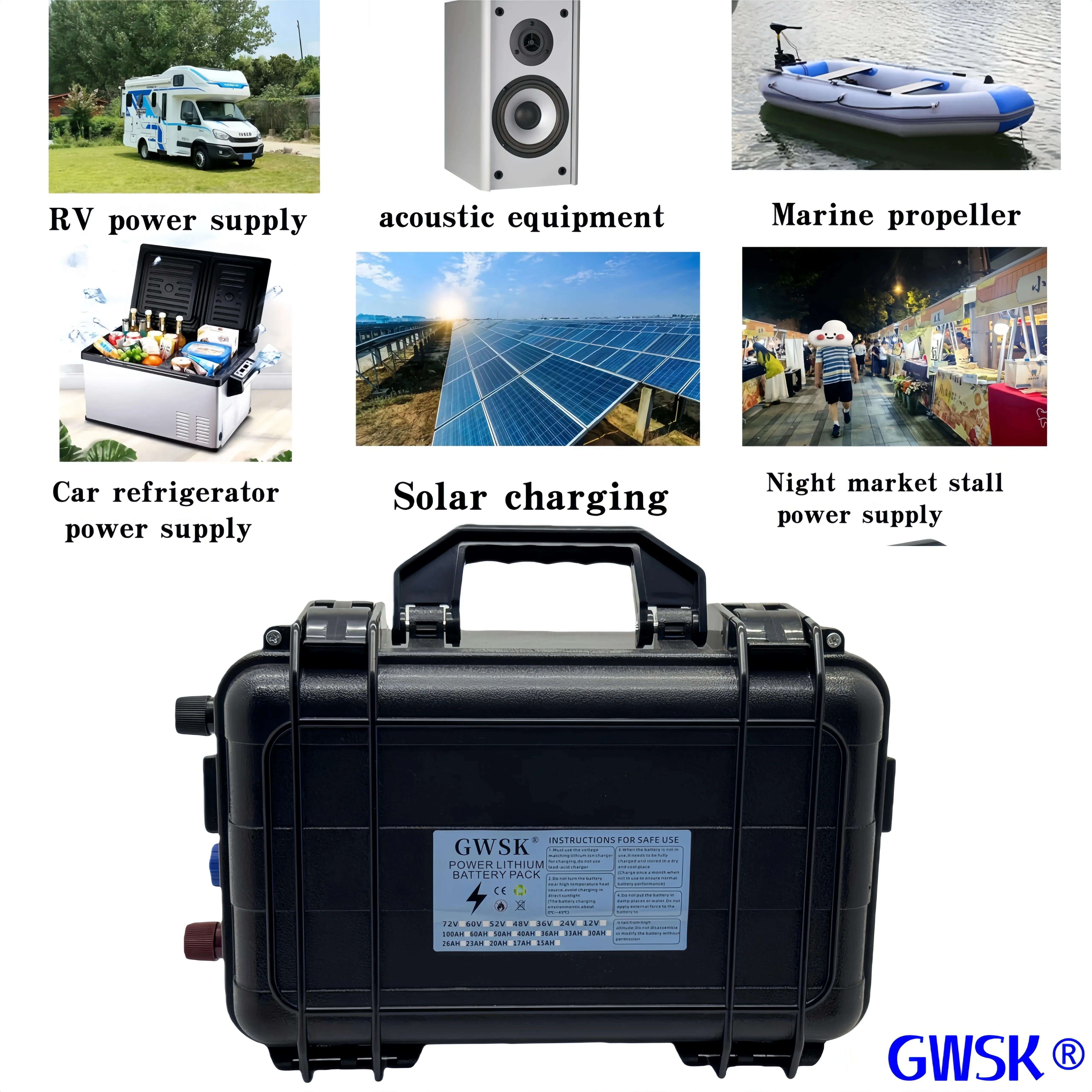 

Marine lithium iron phosphate battery, 12V100AH, 100% full capacity, supports Bluetooth connection+10AH charger