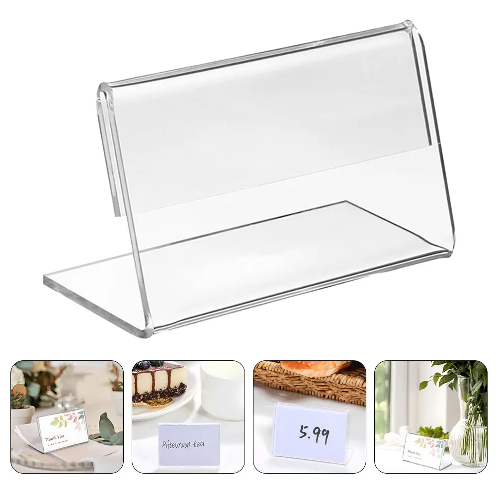 30pcs L Shaped Acrylic Price Tag High Transparency Desk Card Display Easel for Sign Name Table Signs Stand Bag Holder Postcard