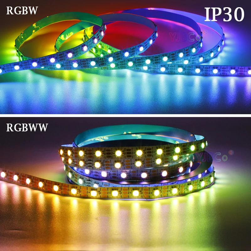 Flexível LED Faixa Luzes Bar, RGB Branco Lâmpada Fita, RGBW, RGBWW, RGBWW, SMD 5050, SK6812 IC, 5V, 12V DC, 4 cores em 1